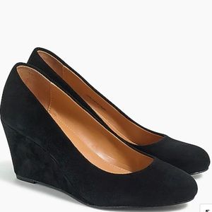 J.Crew Black Suede Sylvia Wedges